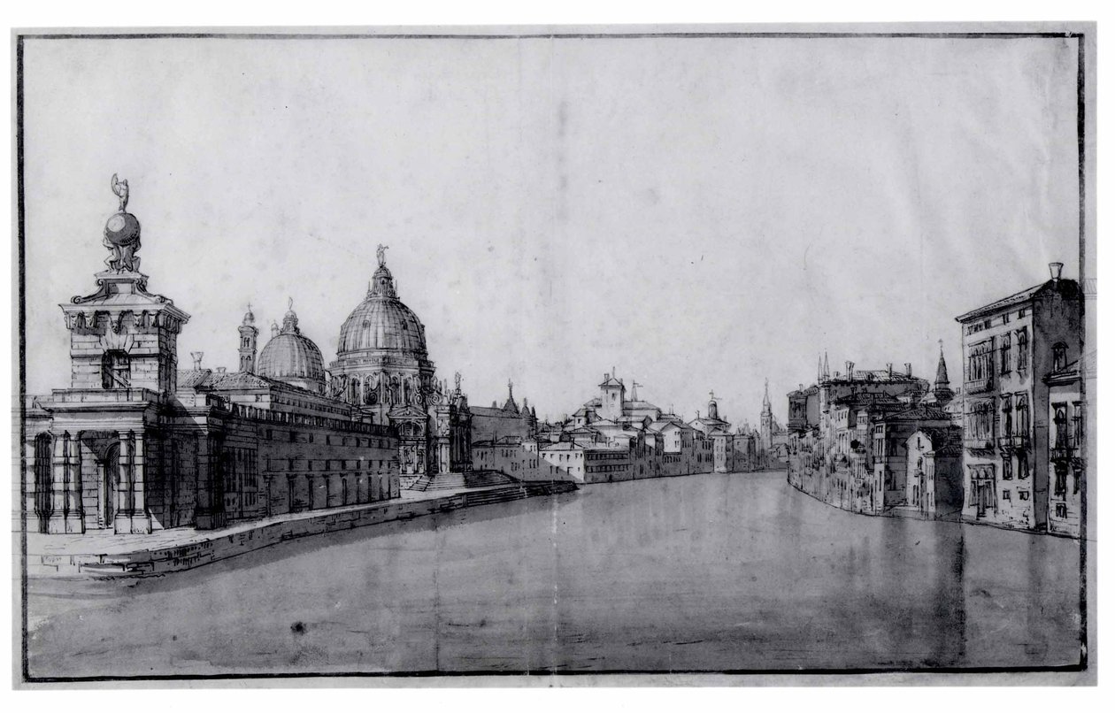 La entrada al Gran Canal, con la Dogana da Mar y Santa Maria della Salute a la izquierda de Bernardo Bellotto