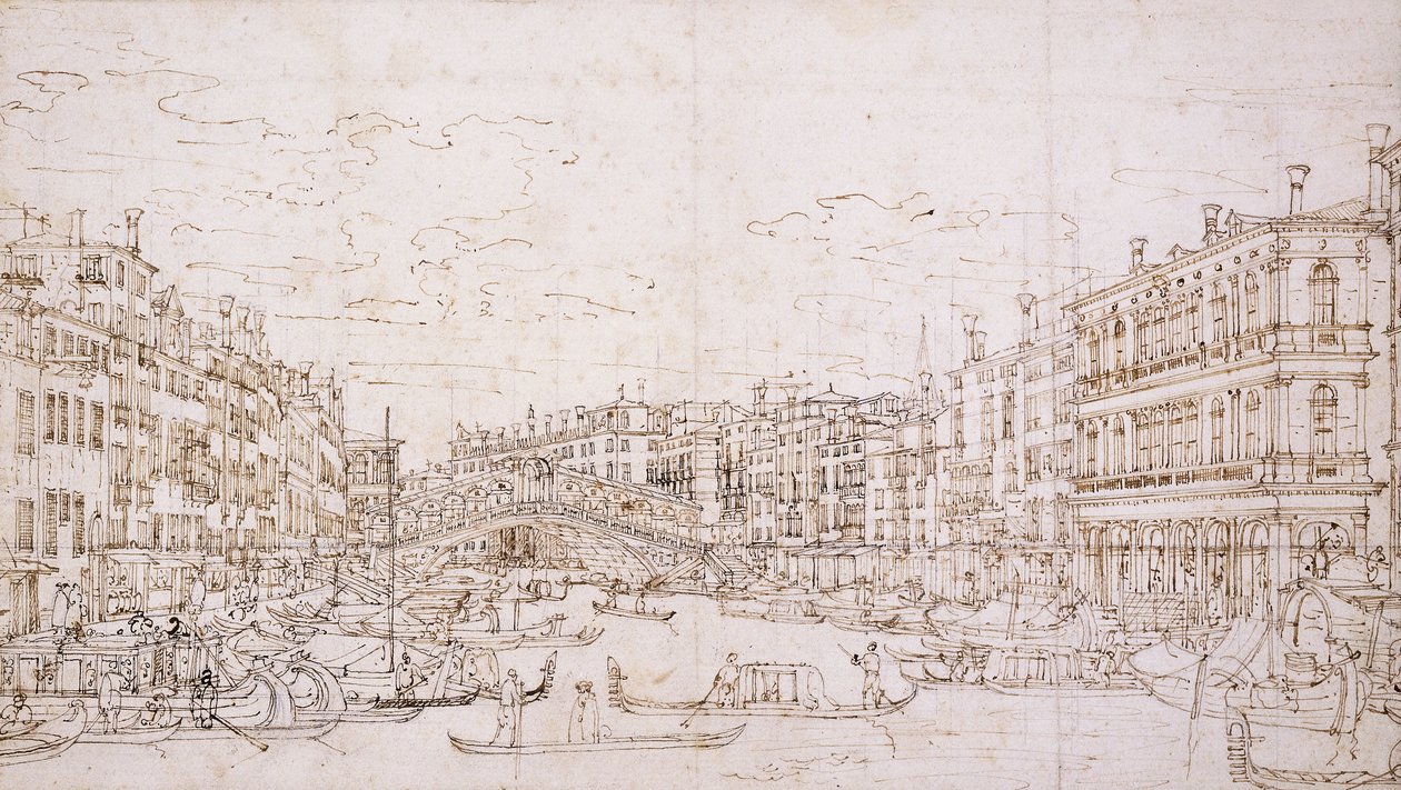 El Gran Canal, Venecia, con el Puente de Rialto desde el sur de Bernardo Bellotto