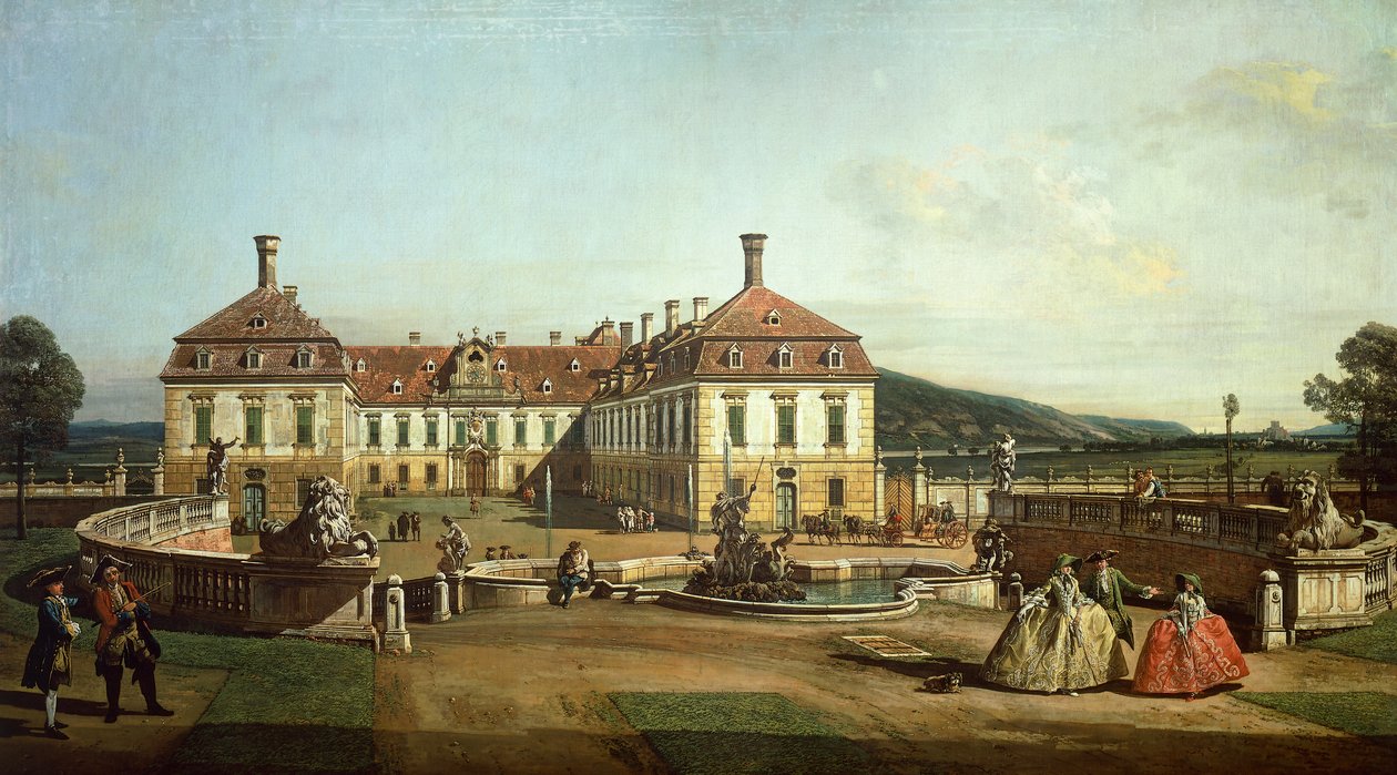 El castillo imperial de Schlosshof desde el jardín de Bernardo Bellotto