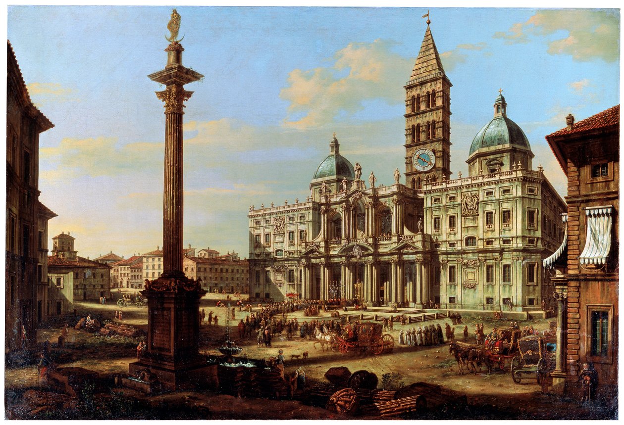 La Piazza y la Iglesia de Santa Maria Maggiore en Roma, 1739 de Bernardo Bellotto