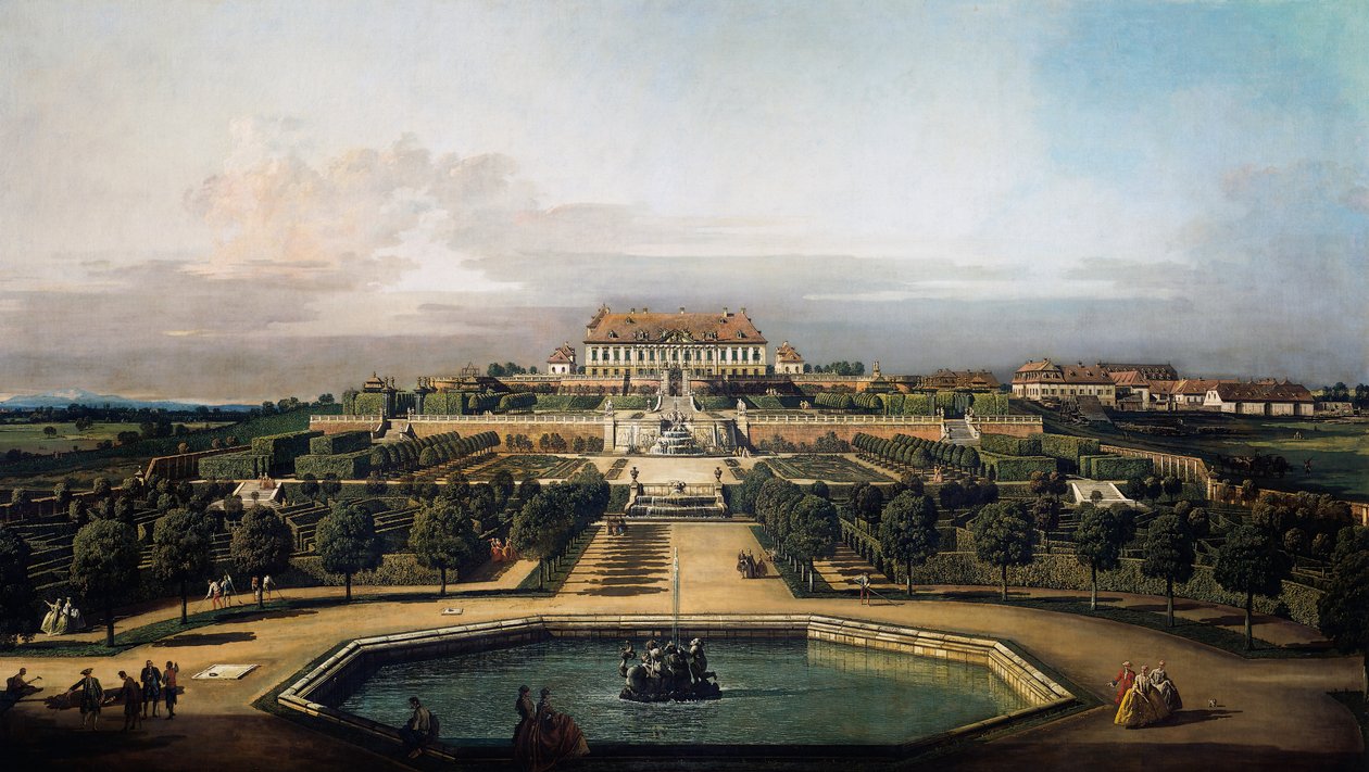 El castillo imperial Schlosshof, lado del jardín de Bernardo Bellotto