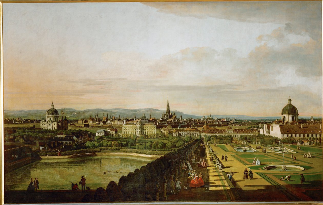 Viena vista desde el Belvedere ... (óleo sobre lienzo) de Bernardo Bellotto