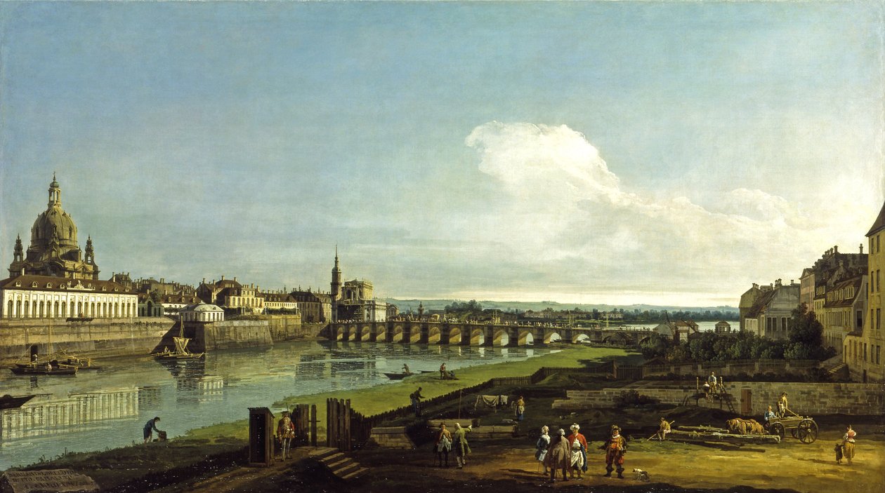 Vista de Dresde con la Frauenkirche a la izquierda de Bernardo Bellotto