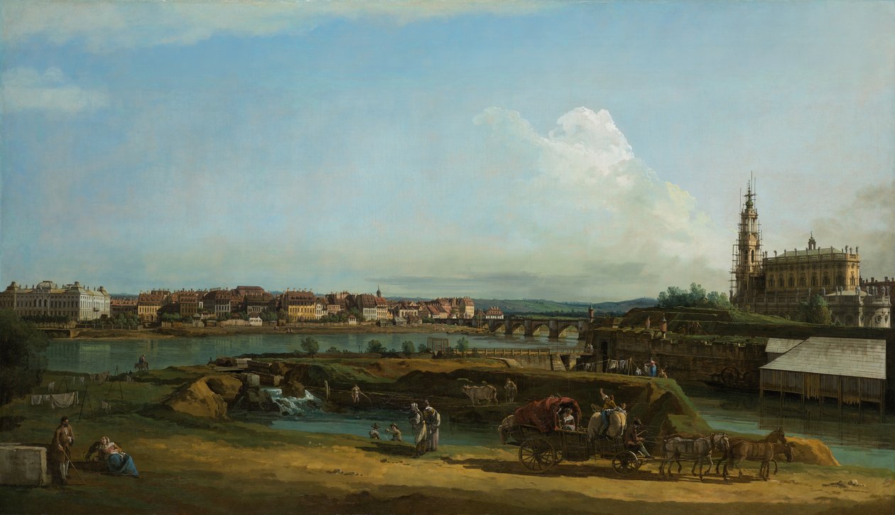 Vista de Dresde con la Hofkirche a la Derecha de Bernardo Bellotto