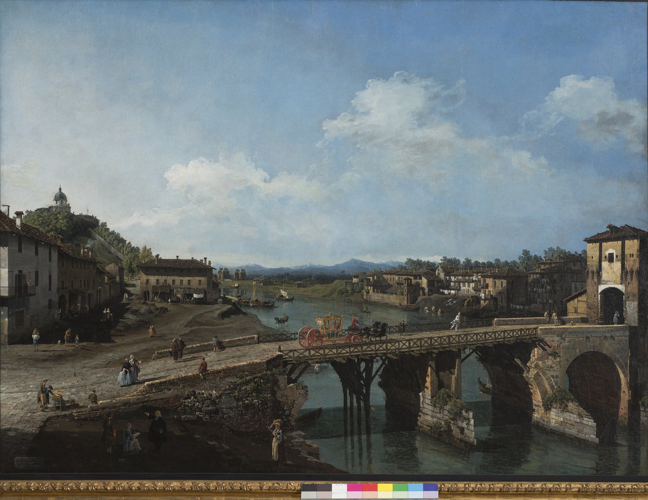 Vista del antiguo puente sobre el Po en Turín, 1745 de Bernardo Bellotto