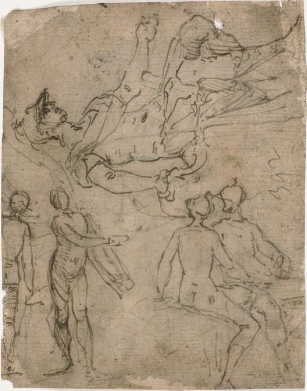 Bocetos de guerrero sentado, varias figuras de Bernardo Castello
