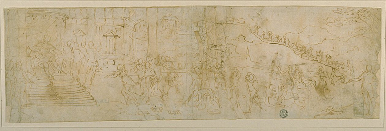 Salomón y la reina de Saba (anverso); Boceto de la reina de Saba (reverso) de Bernardo Castello