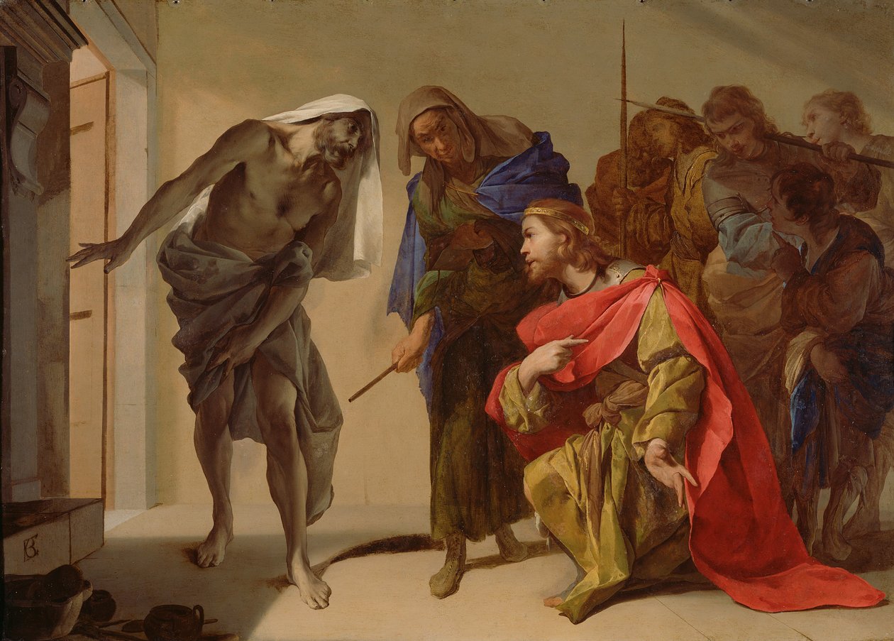 La sombra de Samuel invocada por Saúl, c. 1655 de Bernardo Cavallino