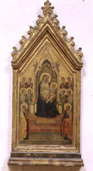 Madonna y Niño Entonizados con San Pedro y San Pablo y Ángeles de Bernardo Daddi