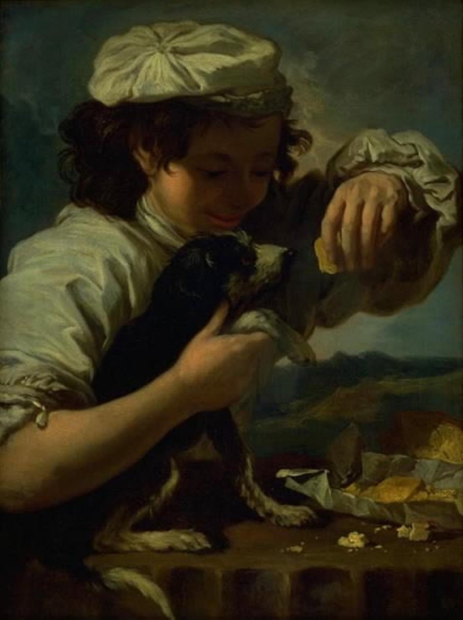 Un niño con un perro (Alegoría del "Gusto") de Bernardo Eberhart Keilhau