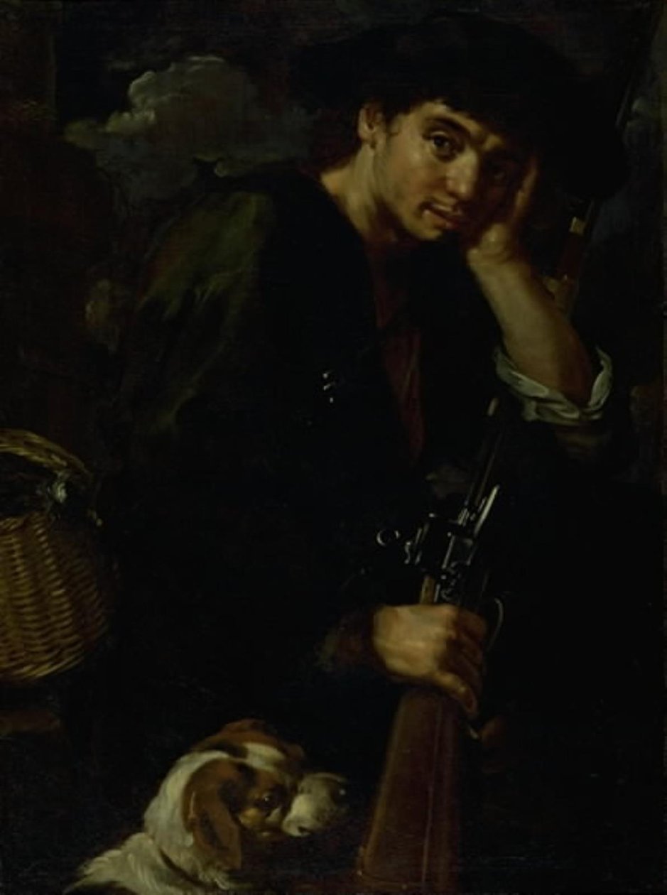 Cazador con su arma y perro. (Alegoría del "Aire") de Bernardo Eberhart Keilhau