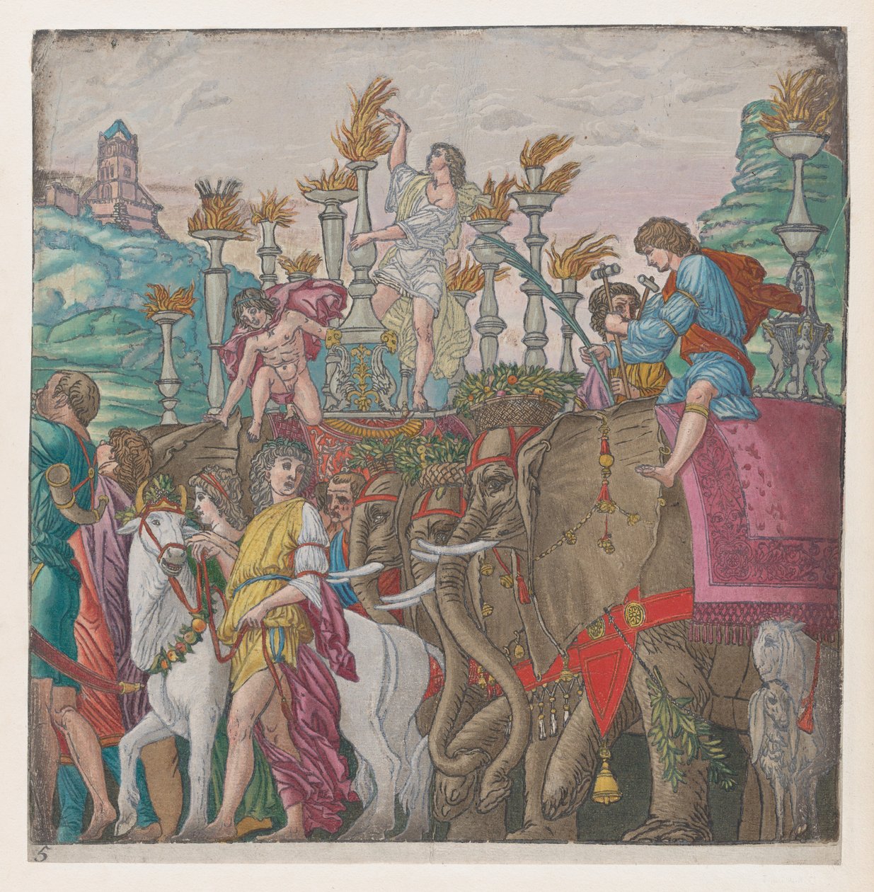Hoja 5: Elefantes, de El Triunfo de Julio César, 1599 de Bernardo Malpizzi