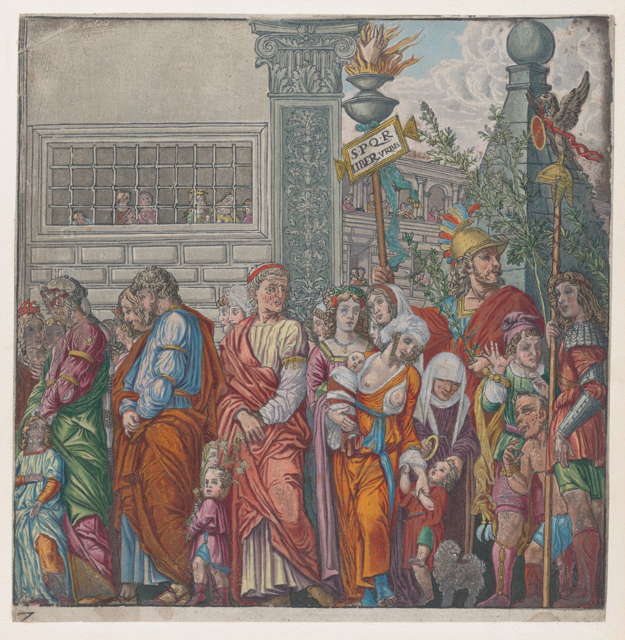 Hoja 7: procesión, de El Triunfo de Julio César, 1599 de Bernardo Malpizzi