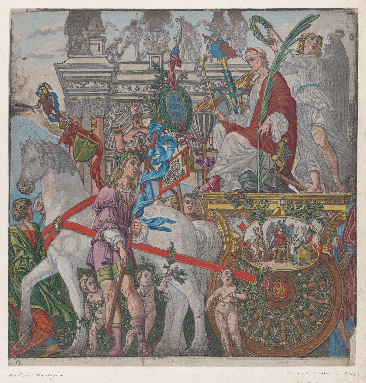 Hoja 9: Julio César en su carro tirado por caballos, de El Triunfo de Julio César, 1599 de Bernardo Malpizzi