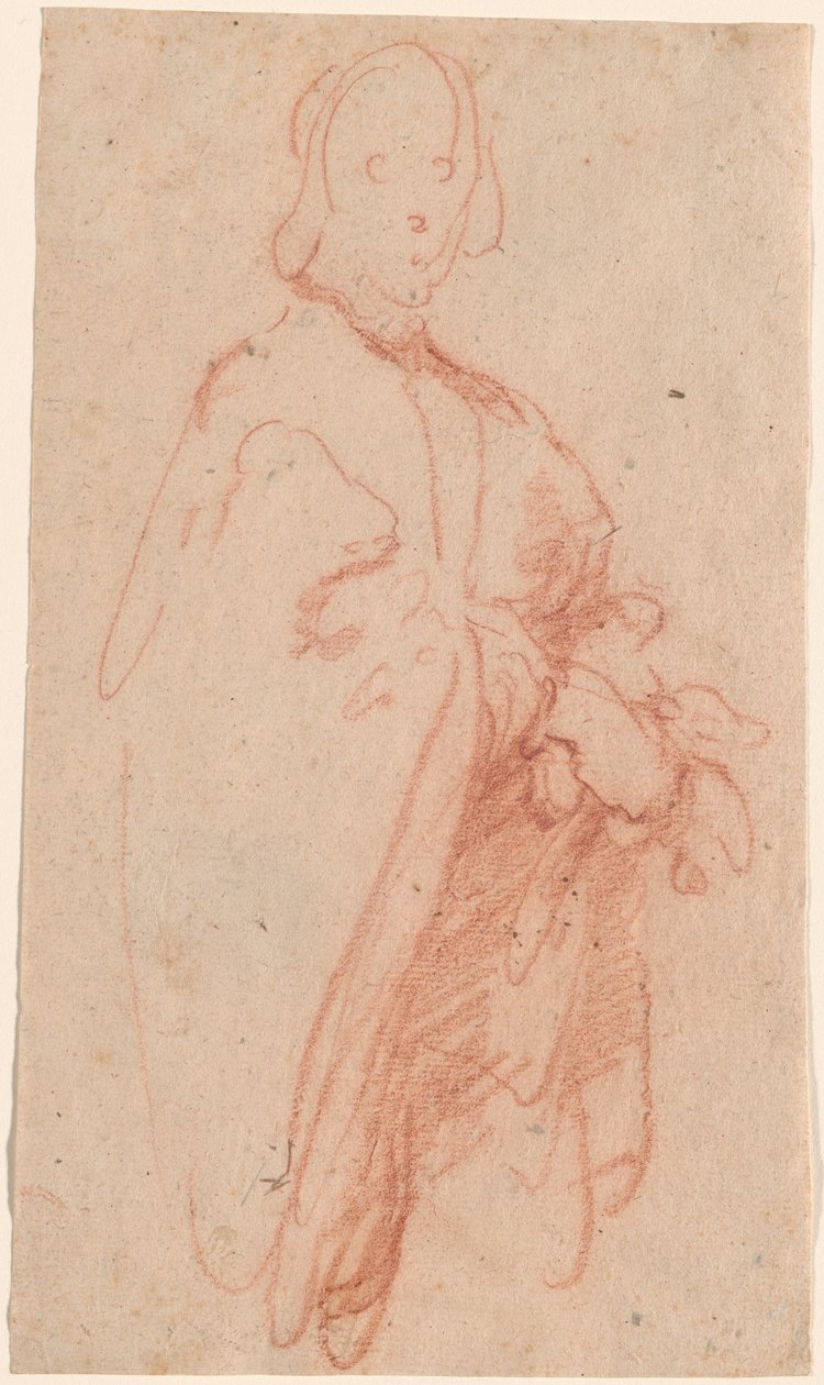 Un hombre de pie con capa y guantes de Bernardo Strozzi