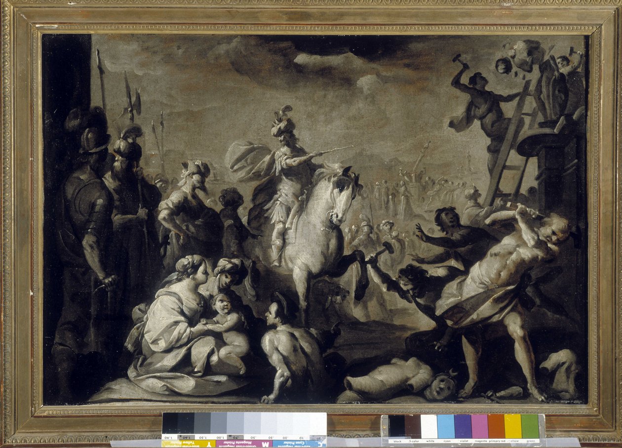 Constantino (Constantino I, Cayo Flavio Valerio Aurelio Constantino, emperador romano muerto en 337) destruyendo ídolos de Bernardo Strozzi