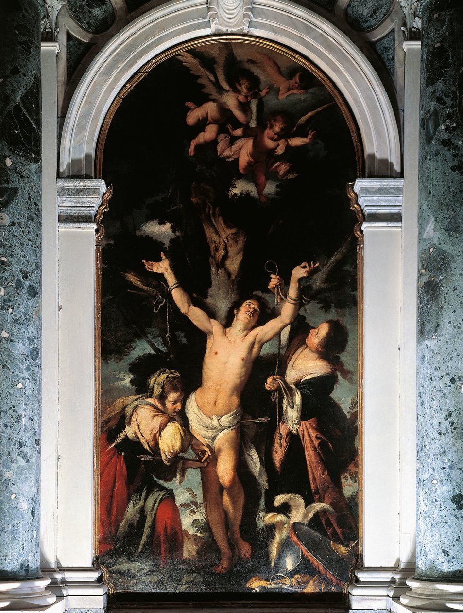 San Sebastián curado por las santas mujeres de Bernardo Strozzi