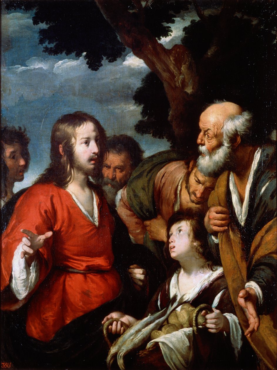 El milagro de los cinco panes y dos peces, después de 1630 de Bernardo Strozzi
