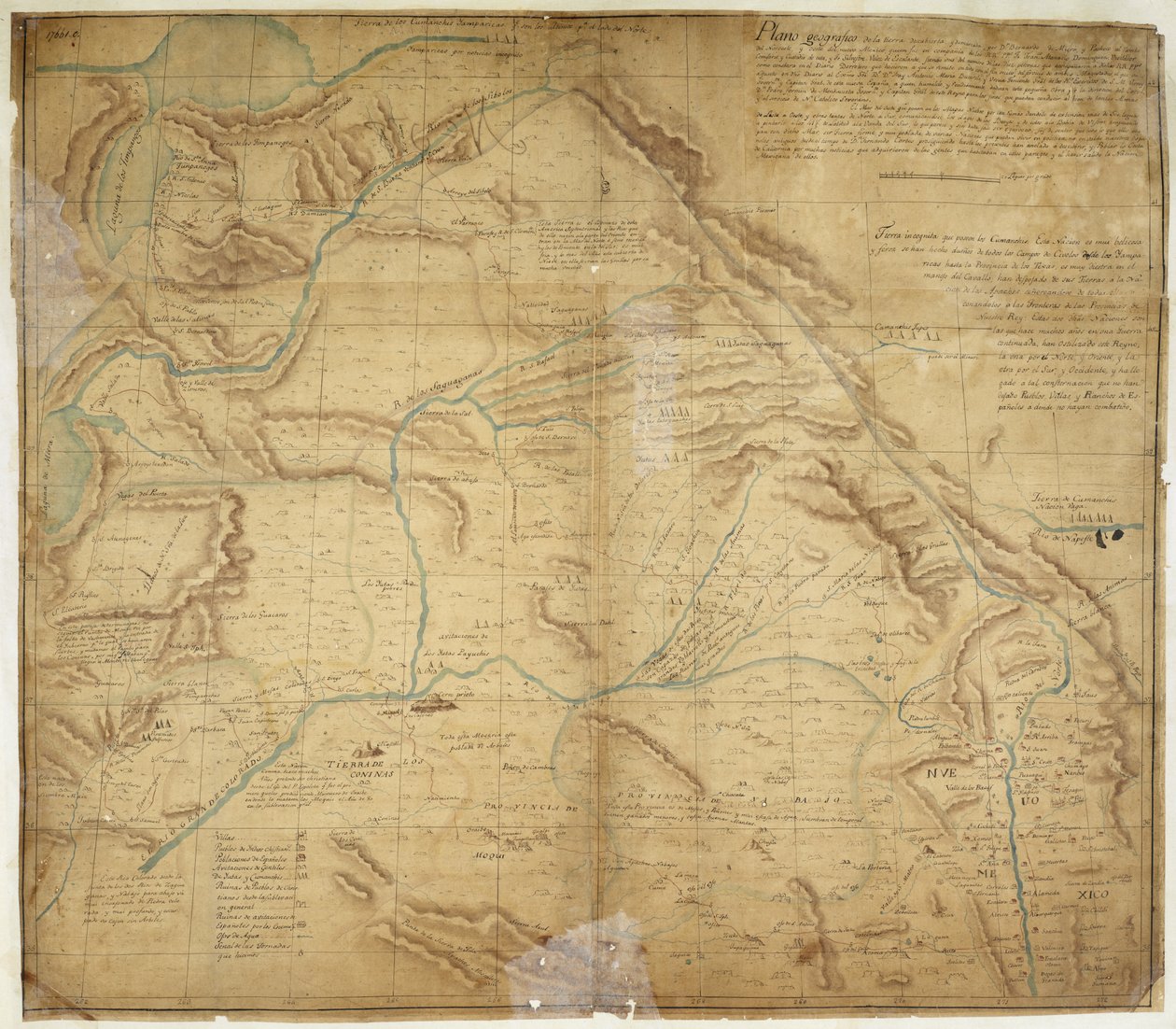 Mapa de la mayor parte de Nuevo México y una parte de la Alta California de Bernardo de Miera y Pacheco