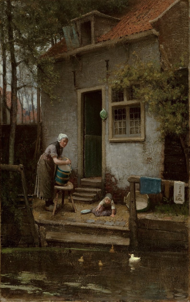 Alimentando a los patos de Bernardus Johannes Blommers or Bloomers