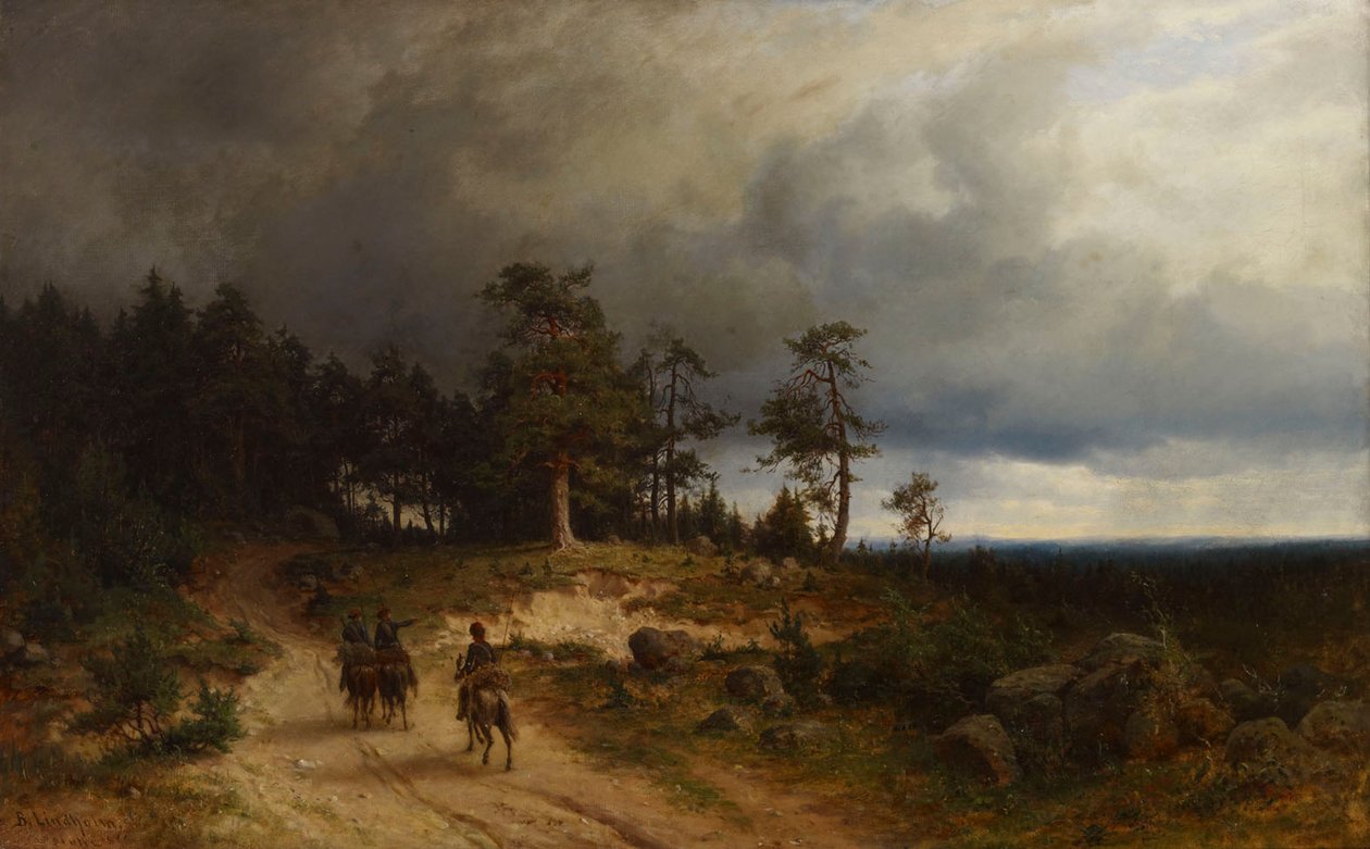 Paisaje del este de Finlandia con cosacos a caballo de Berndt Lindholm