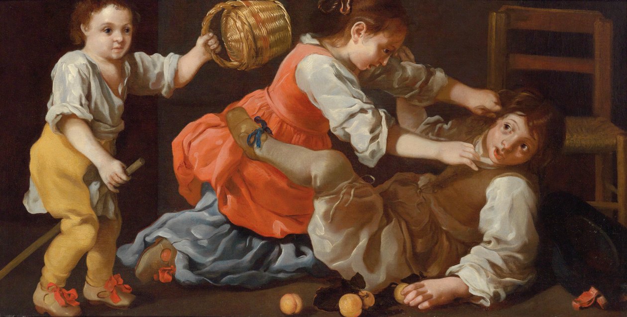 Niños peleando (Alegoría del sentido del tacto) de Bernhard Keil