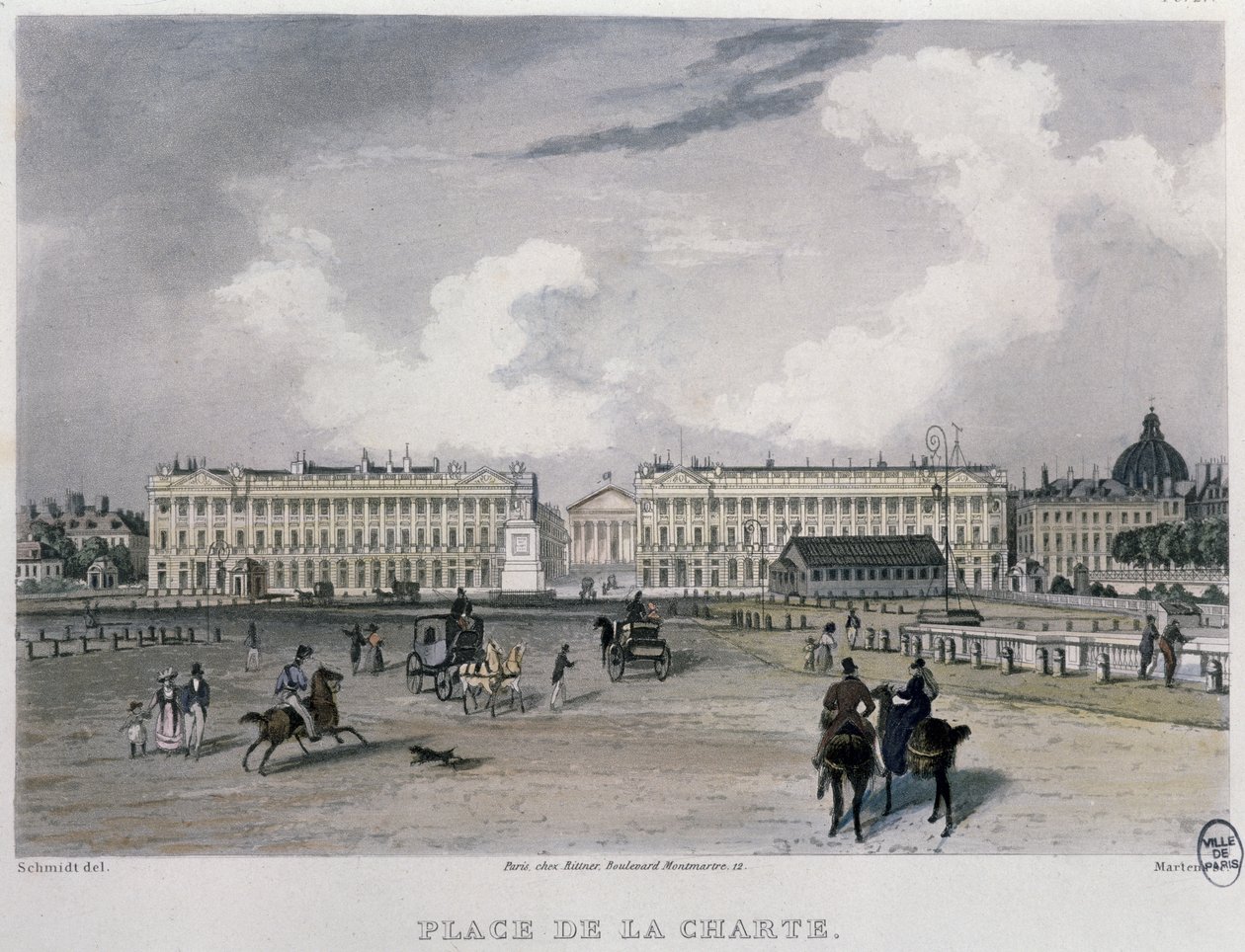 La Place de la Concorde, París, 1832 de Bernhard Schmidt