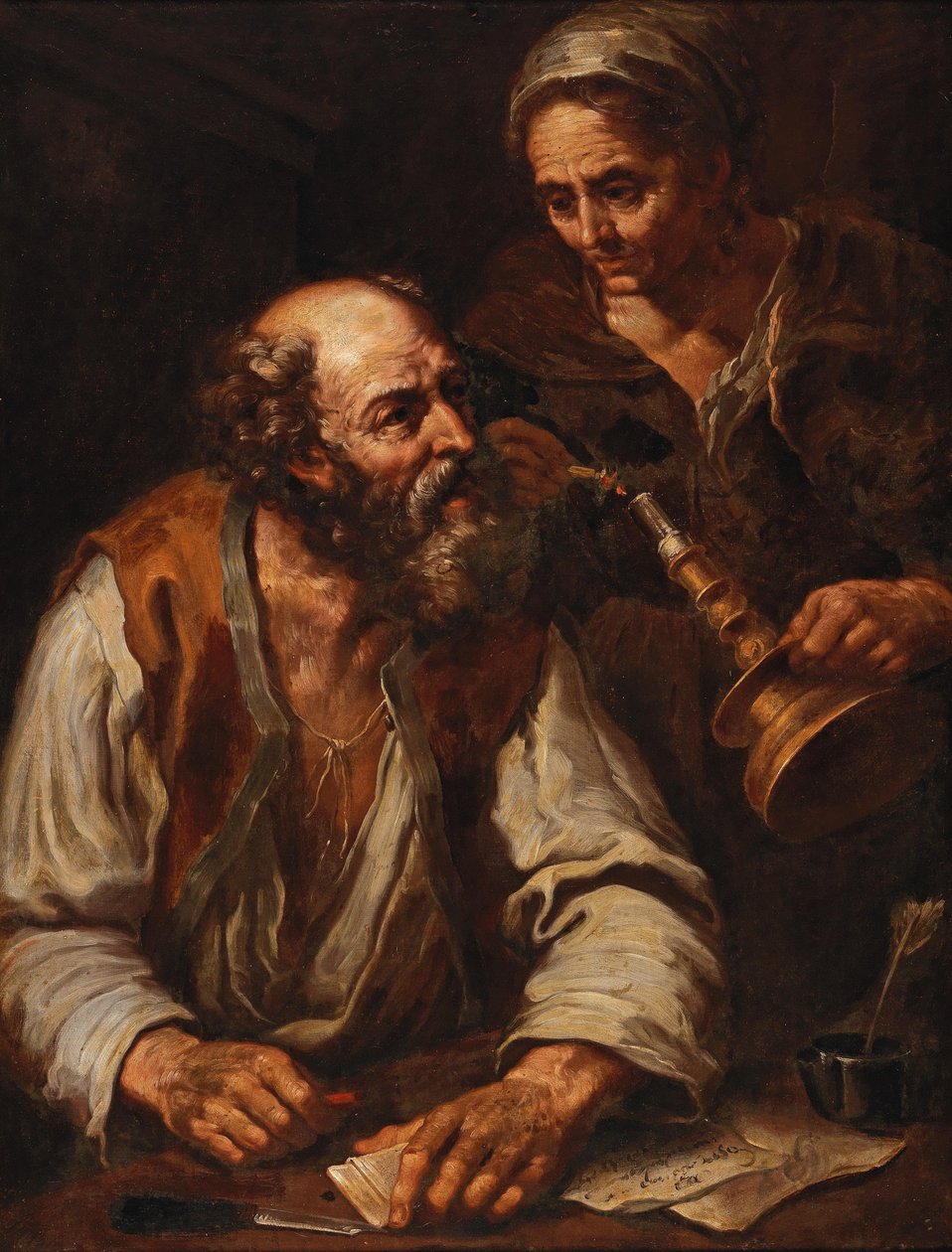 Sellar una carta (Alegoría del fuego) de Bernhard Keil