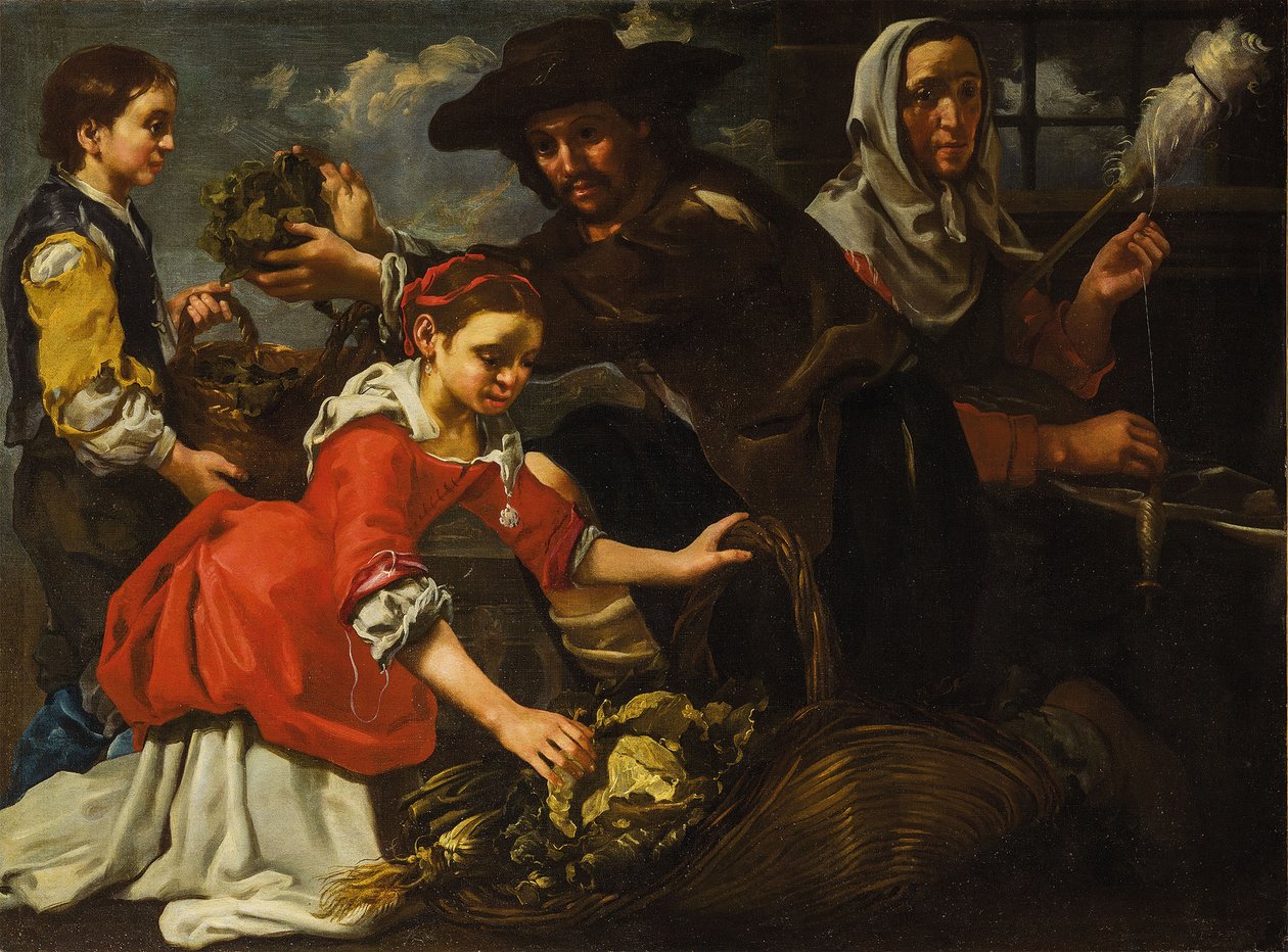 Hilandera y recolectora de hierbas (Alegoría de la Tierra) de Bernhard Keil