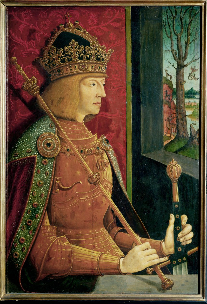 Emperador Maximiliano I (pintura sobre madera) de Bernhard Strigel