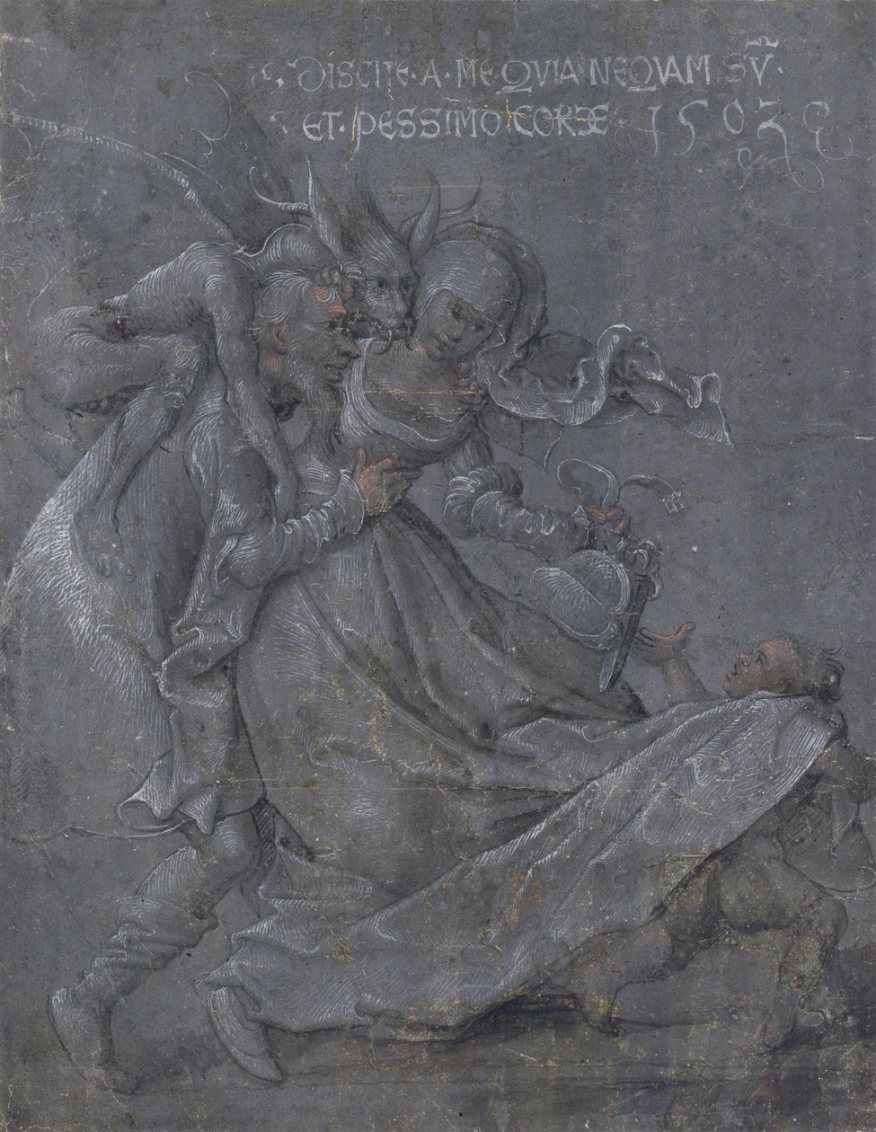 Pareja de amantes con el Diablo y Cupido de Bernhard Strigel
