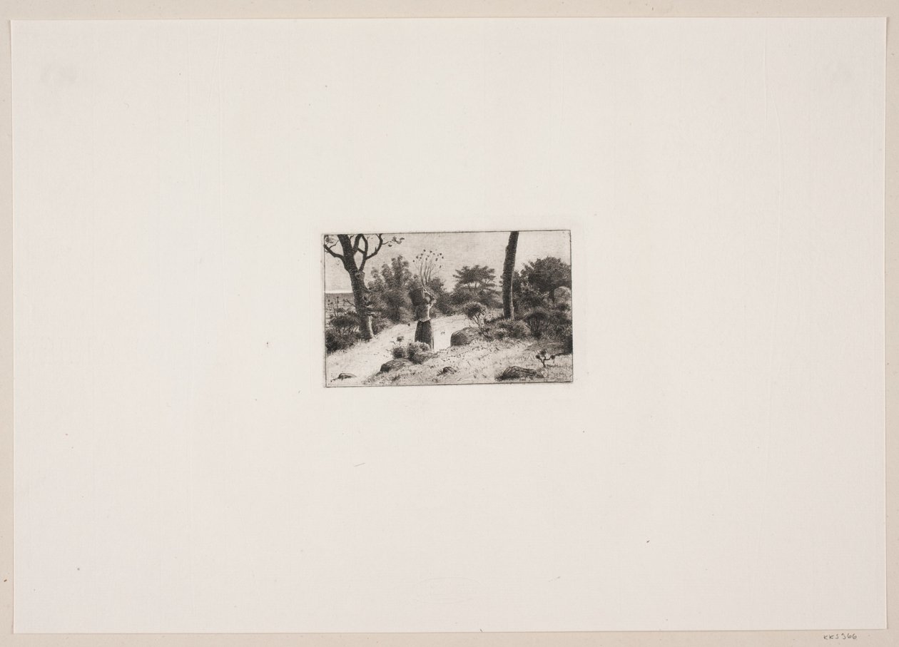 Paisaje con una mujer que lleva una cesta. Parte de Kullen de Bernhard Ulrik Middelboe