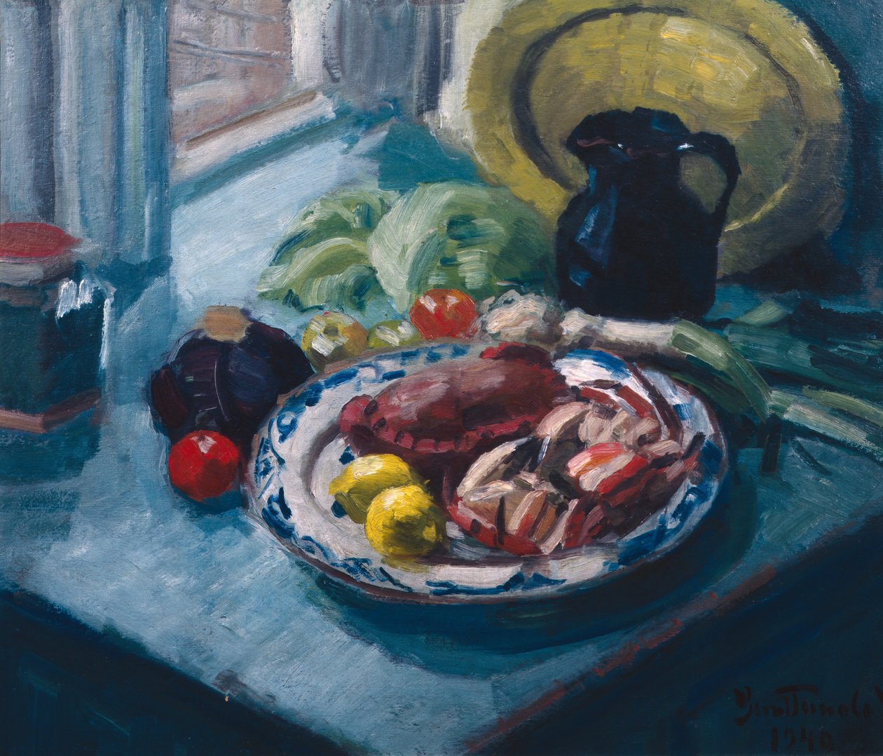 Bodegón con cangrejos y lemón de Bernt Wilhelm Tunold