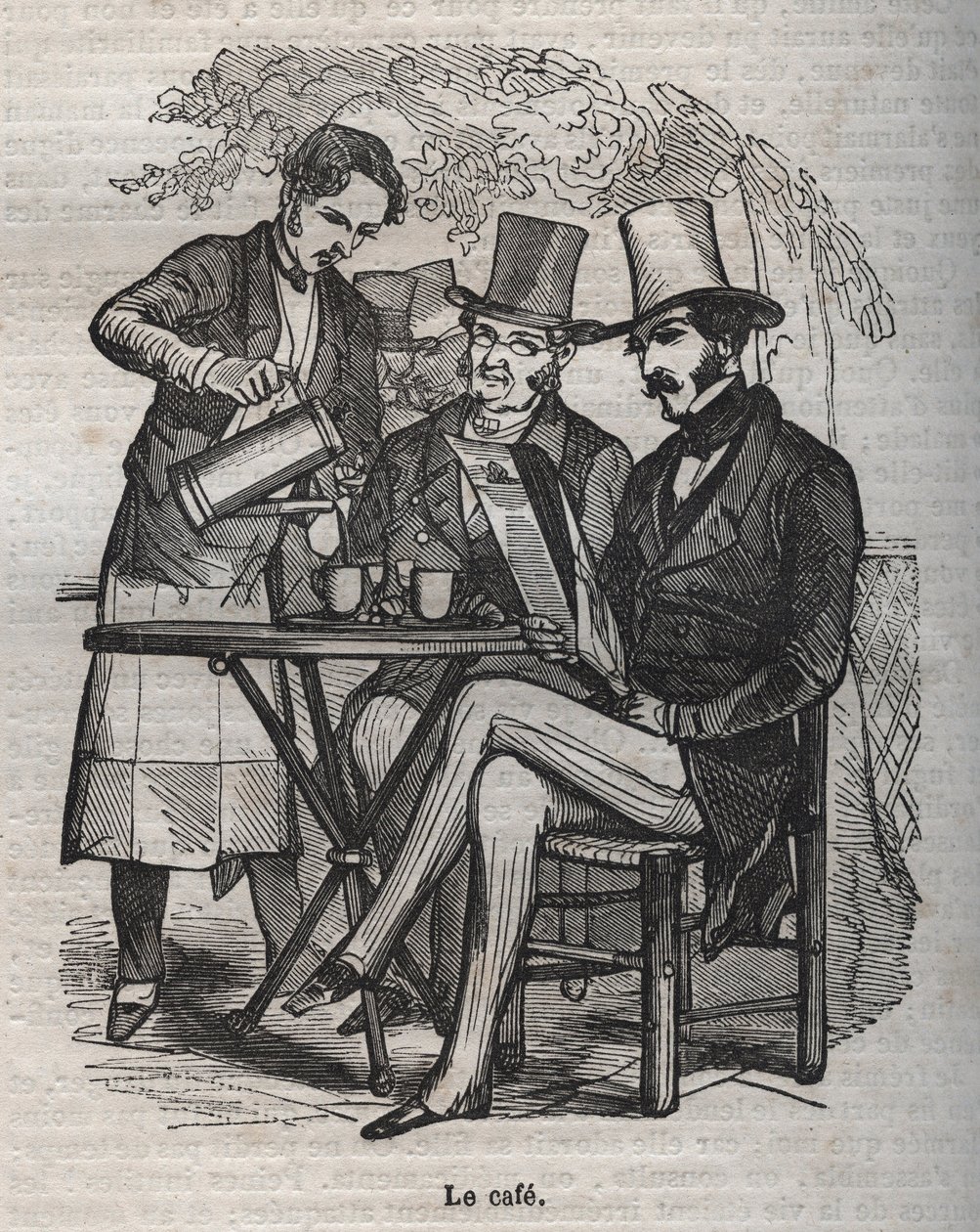 Le café - grabado en “La Fisiología del Gusto” de Jean Anthelme Brillat Savarin de Bertall