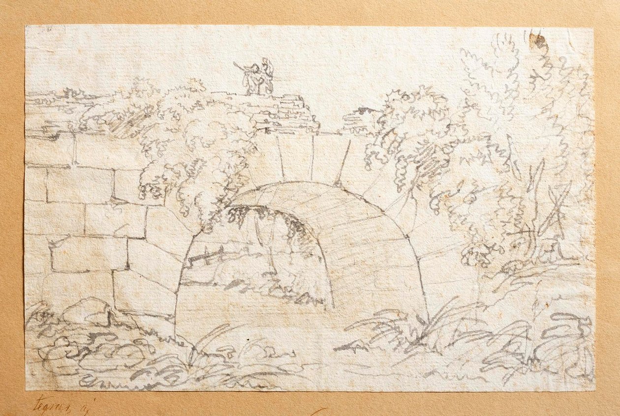 El puente Ponte de Nono sobre el río Marrano, a las afueras de Roma (?) de Bertel Thorvaldsen