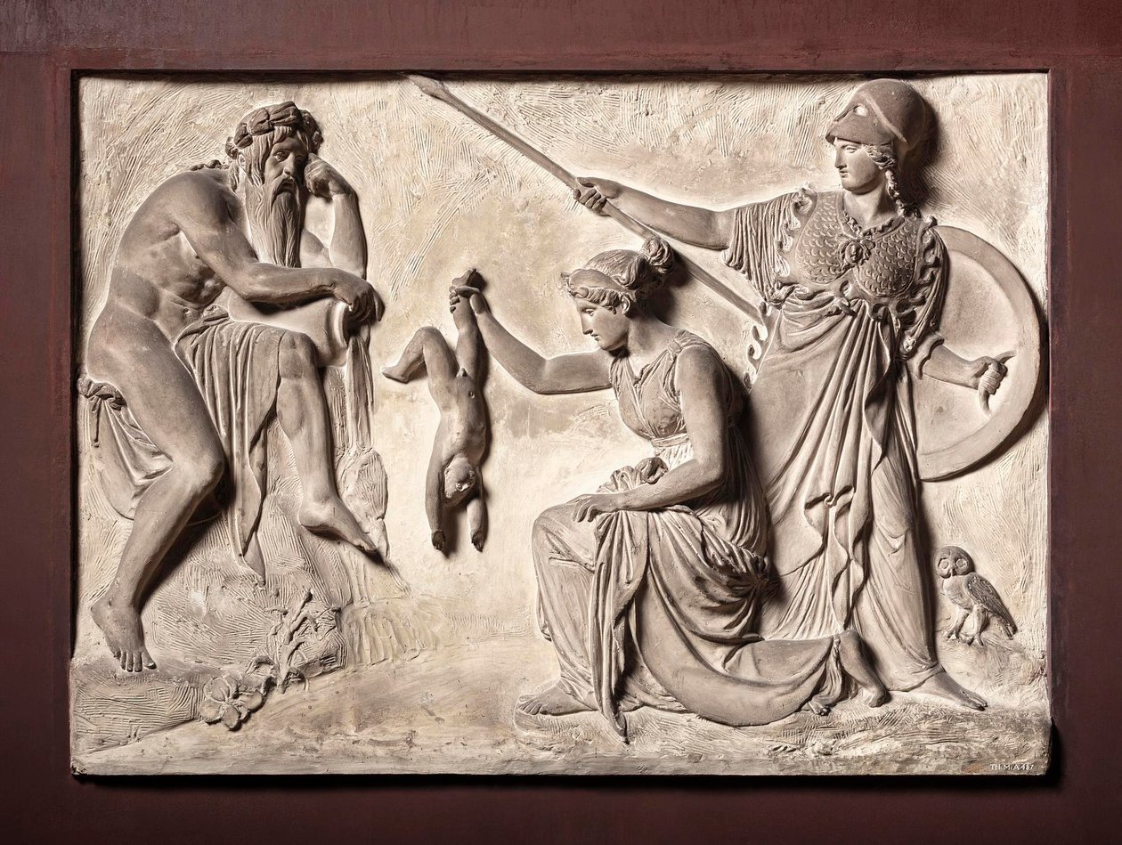 Tetis sumergiendo a Aquiles en el río Estigia de Bertel Thorvaldsen