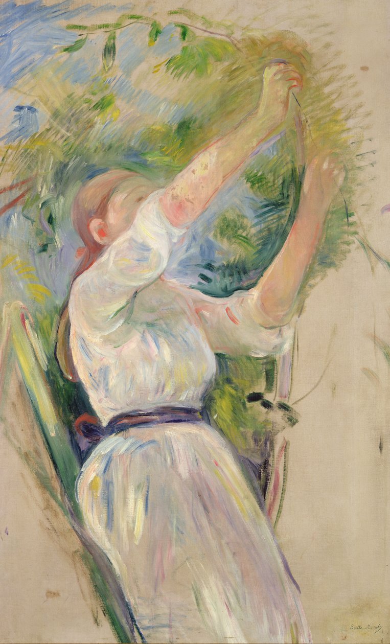 Niña recogiendo cerezas, 1891 de Berthe Morisot