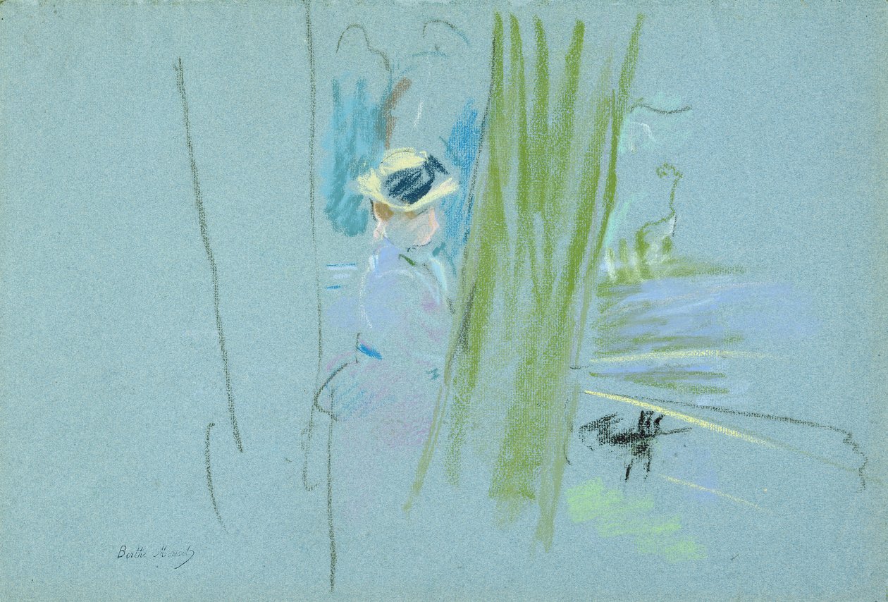 Mujer pescando en un lago, 1885 de Berthe Morisot