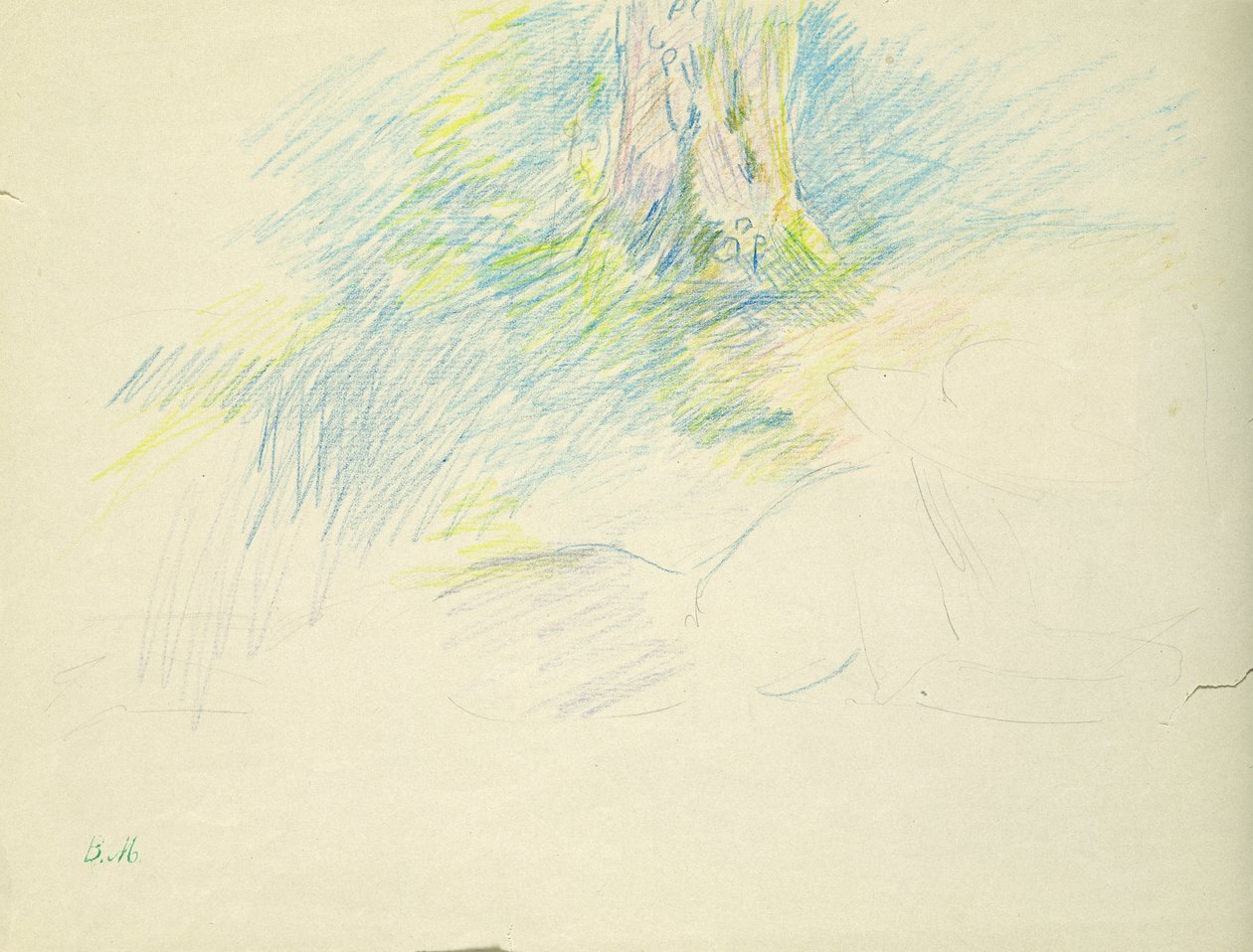 Niña joven acostada bajo un árbol, 1891 de Berthe Morisot