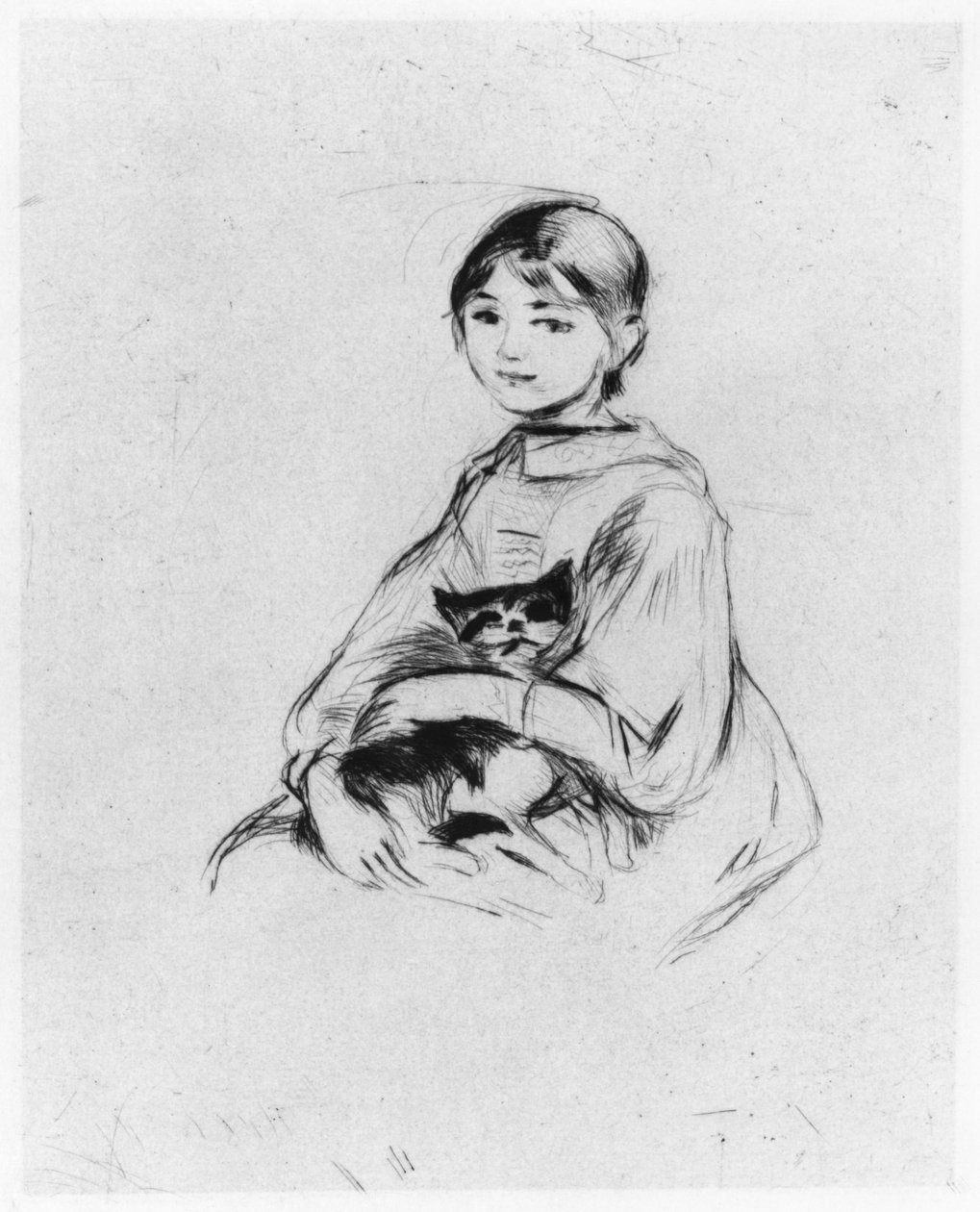 Niña con gato, 1889 de Berthe Morisot