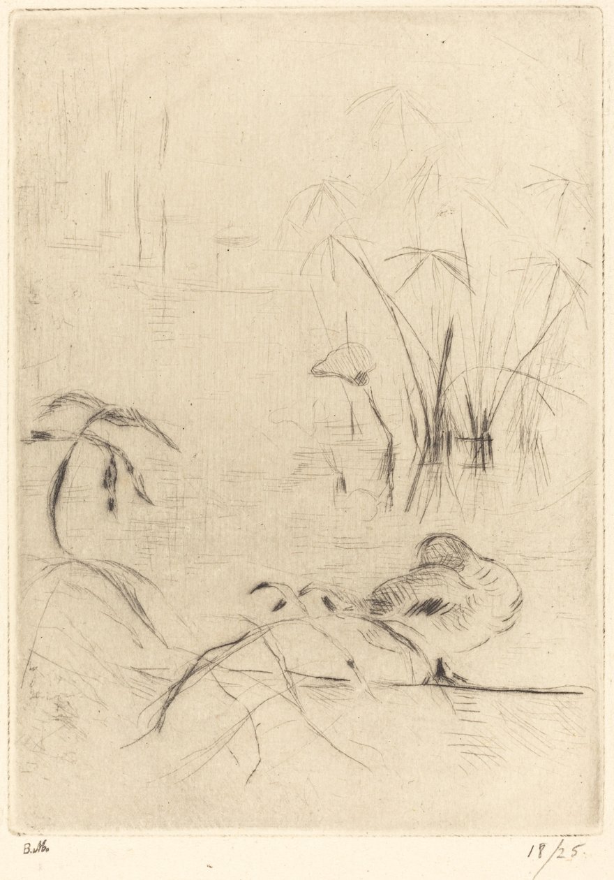 Patos descansando en la orilla de Berthe Morisot