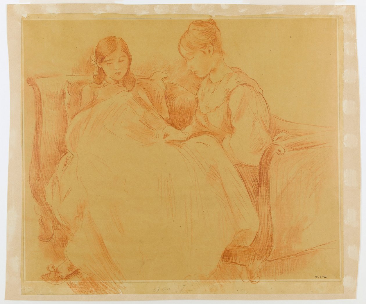 Estudio de jóvenes muchachas cosiendo de Berthe Morisot