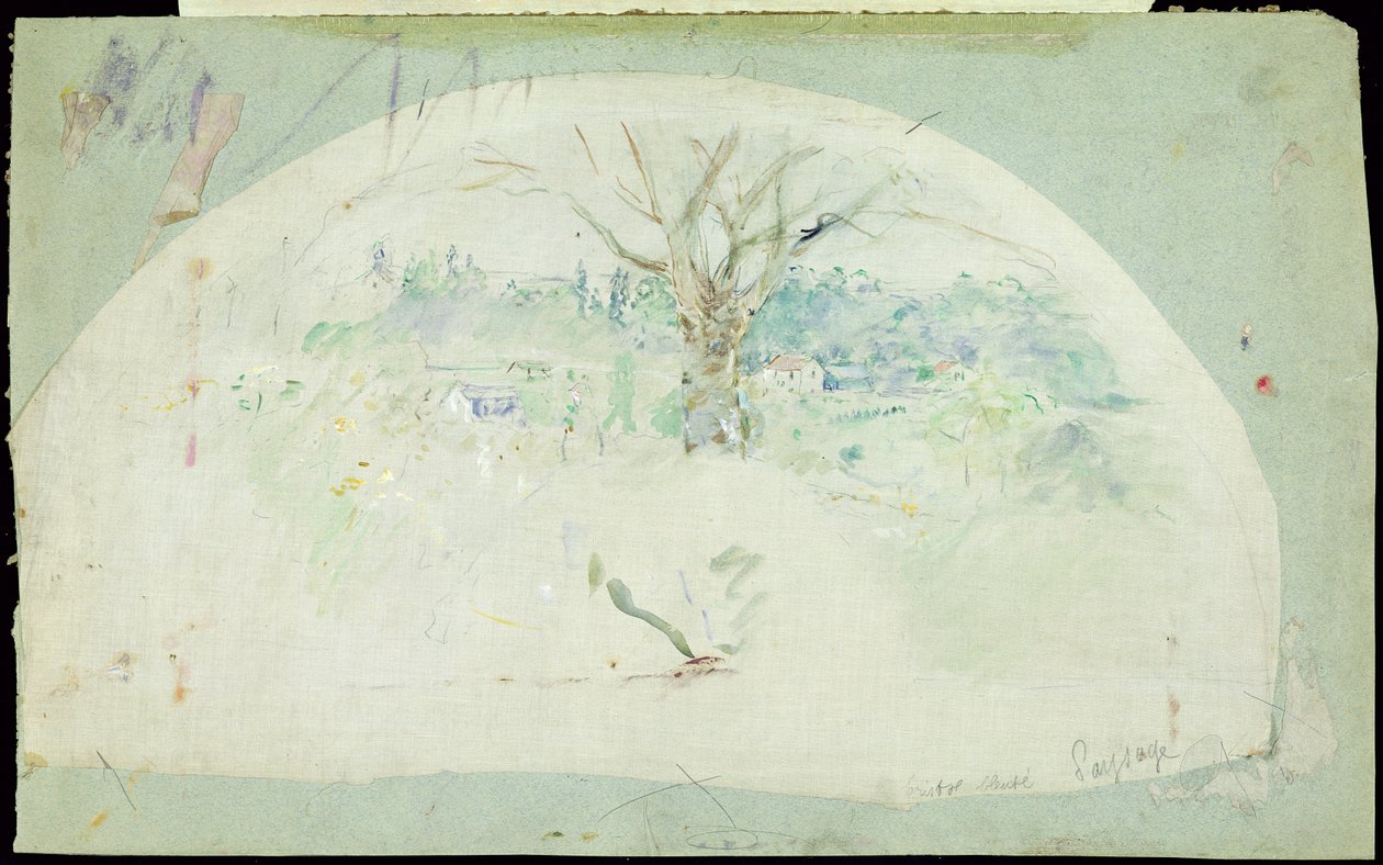 Abanico que representa Bougival, 1884 de Berthe Morisot