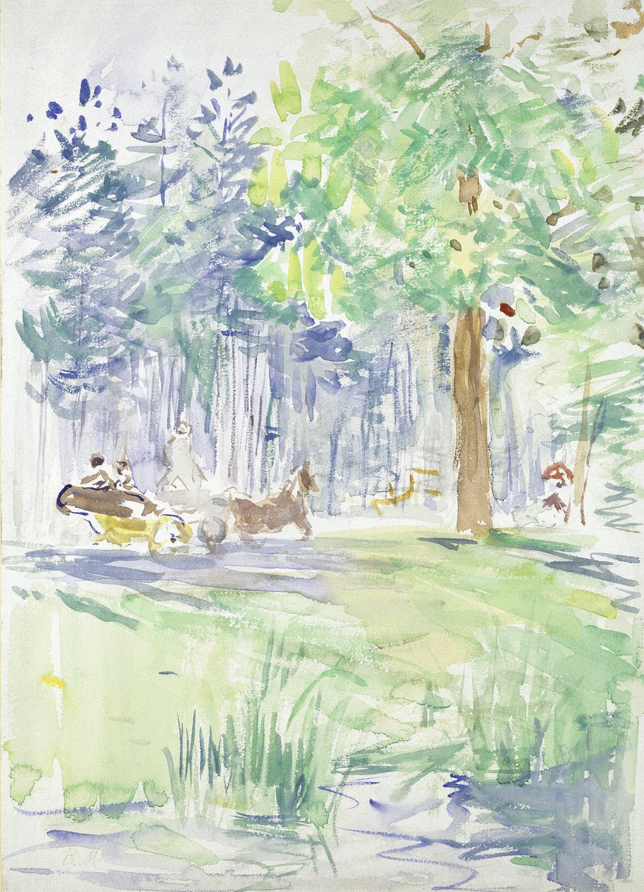 Caballo y carruaje en un camino forestal, después de 1883 de Berthe Morisot
