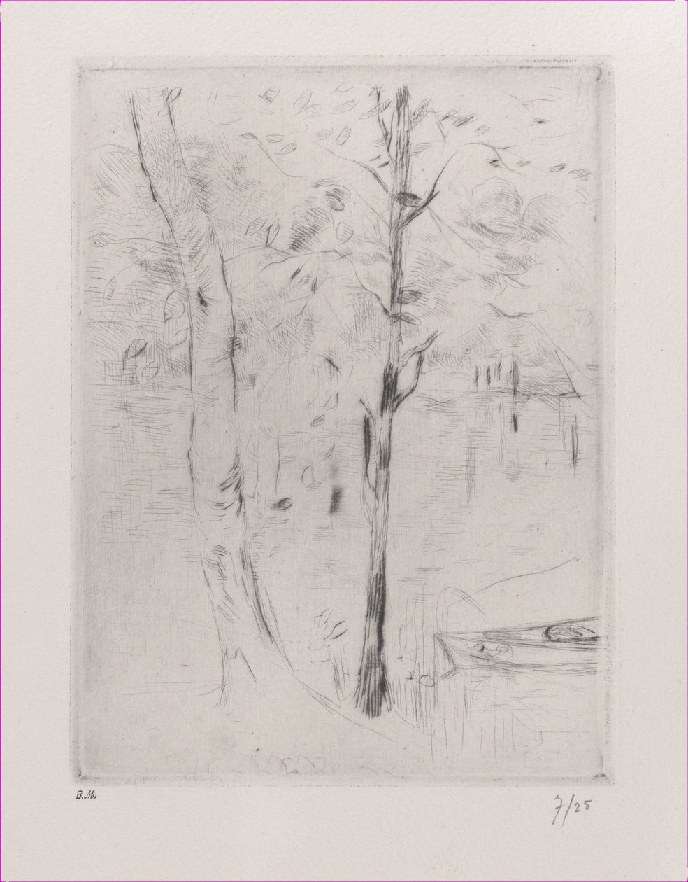 Paisaje con troncos de árboles cerca de un río, 1888 de Berthe Morisot