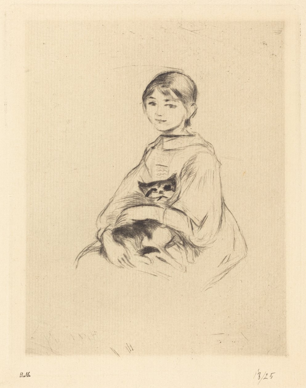 Niña con gato, 1888-1890 de Berthe Morisot