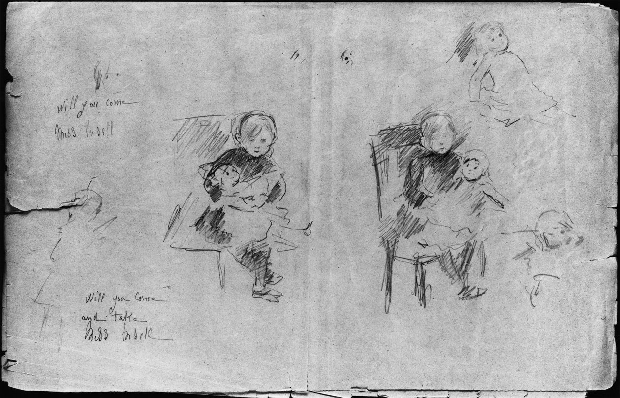Estudios para Niña con una muñeca, 1884 de Berthe Morisot