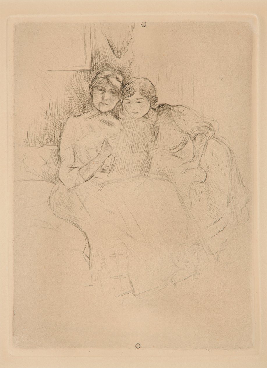 La lección de dibujo: Berthe Morisot y su hija de Berthe Morisot