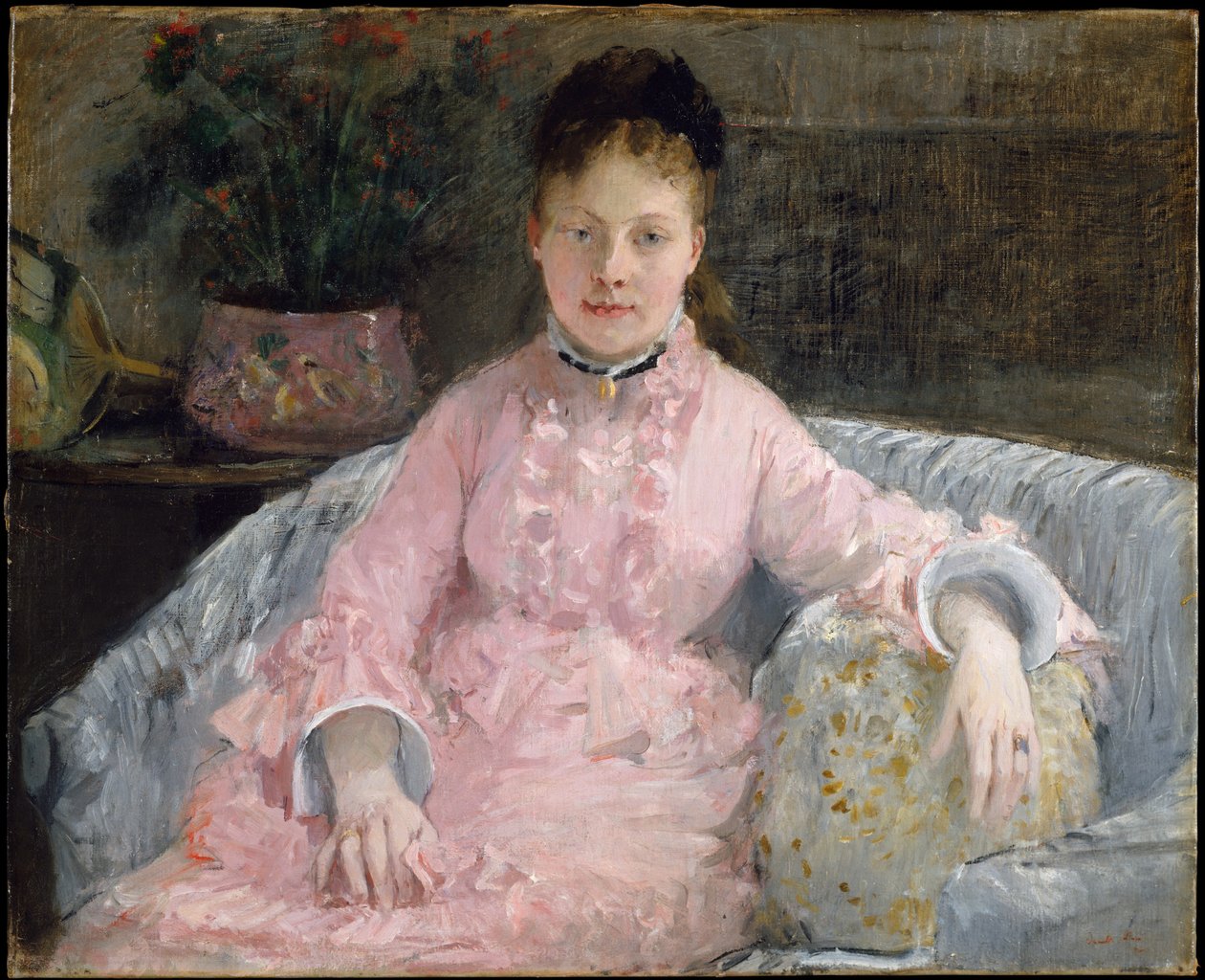 El vestido rosa (Albertie-Marguerite Carré, más tarde Madame Ferdinand-Henri Himmes, 1854-1935) de Berthe Morisot