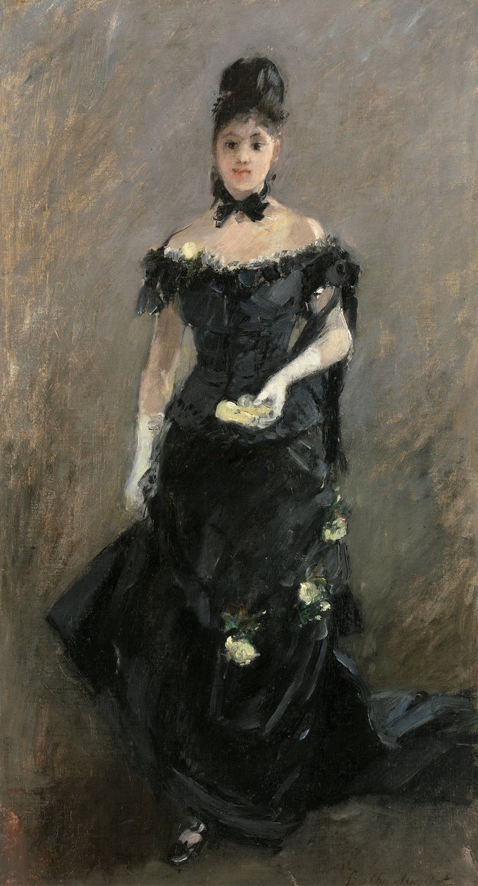 Mujer de negro o Antes del teatro, 1875 de Berthe Morisot